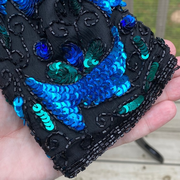 Vintage 80s Silk Sequin Blazer Jacket - Picture 7 of 12